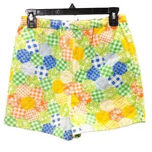 Handmade Reversible Hexagon Multicolored Quilted Bermuda Shorts Womens Small 26